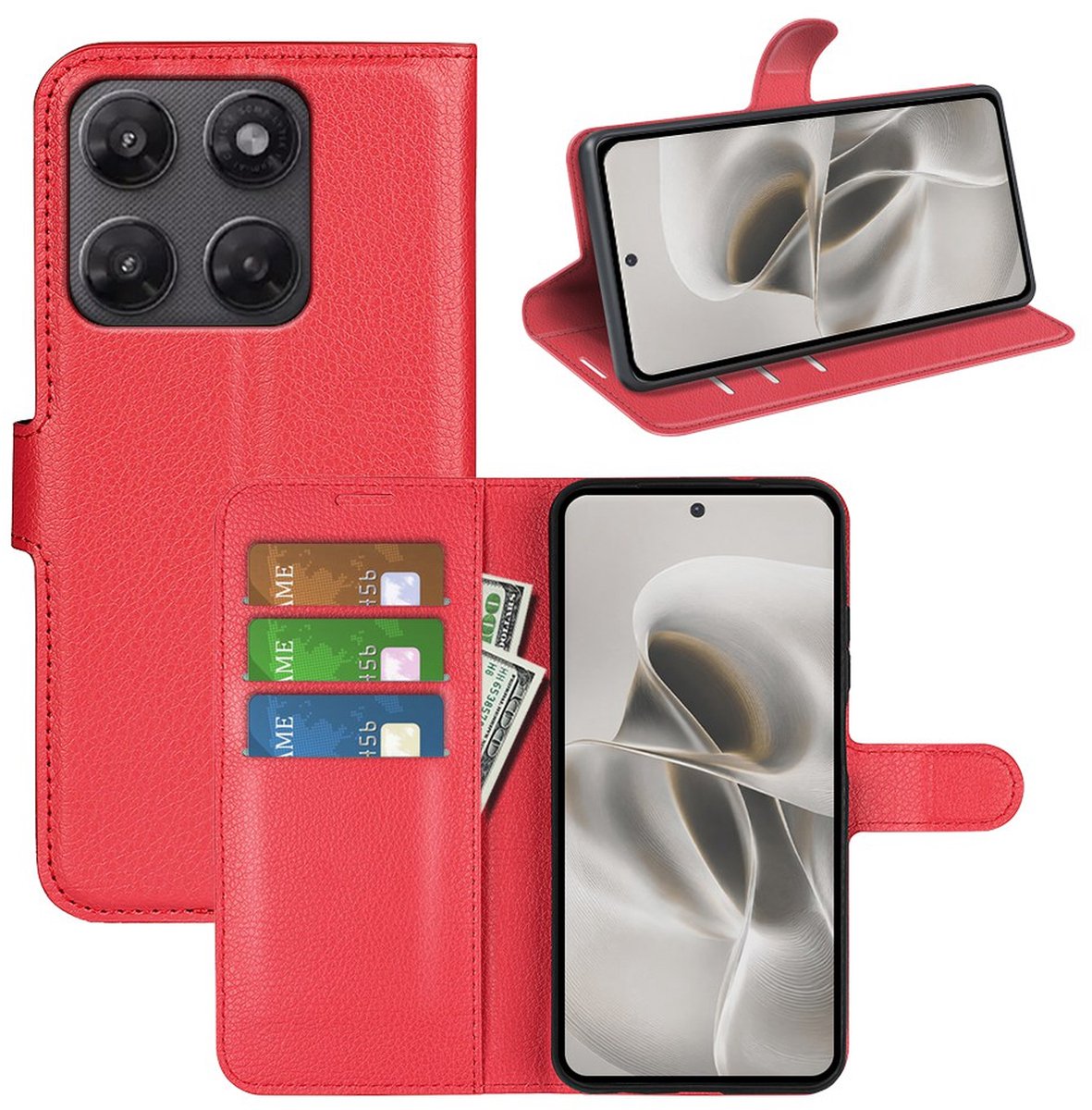 MobyDefend Hoesje - Geschikt voor Motorola Moto G37 / G47 - Kunstleren Wallet Book Case (Sluiting Voorkant) - Rood