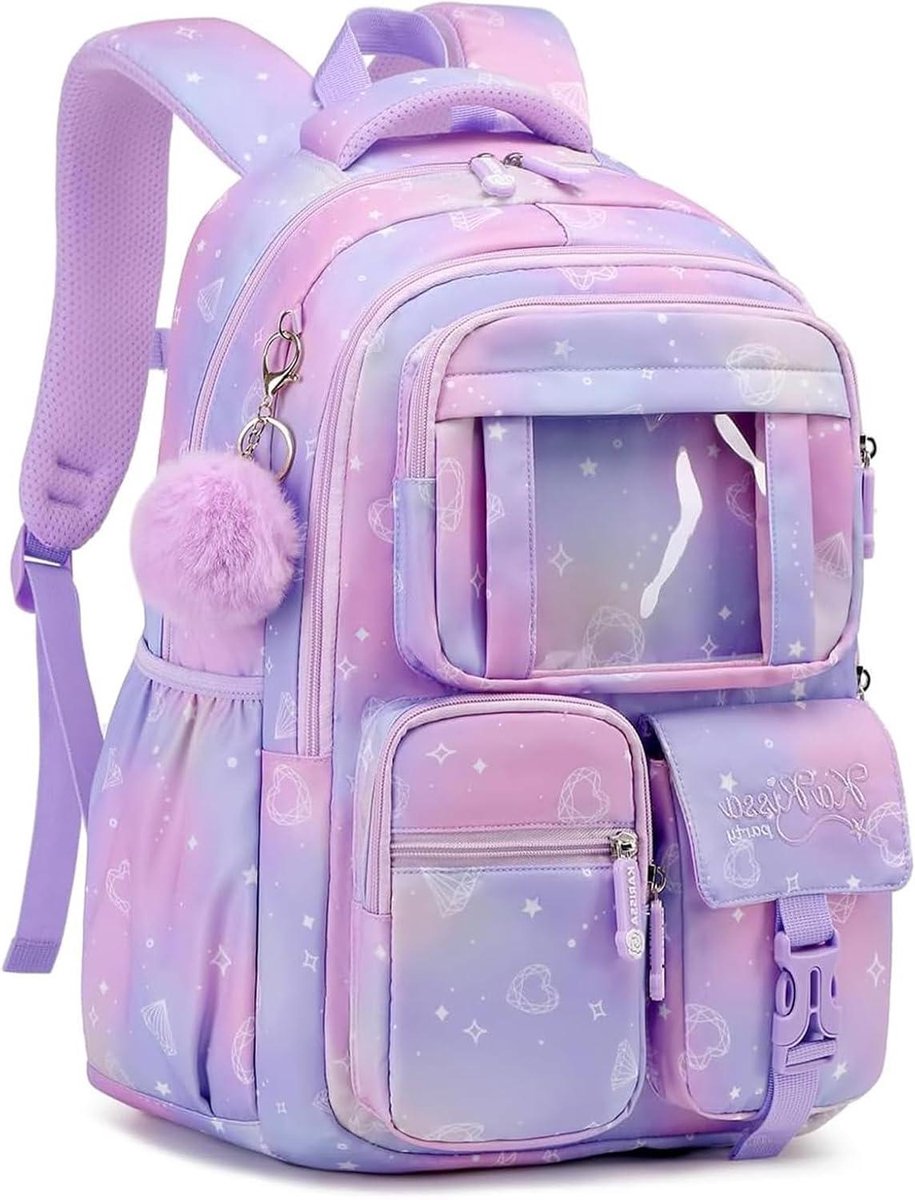 Schoolrugzak Meisjes - Schooltas Kinderen - Naar School Gaan - Veelzijdig Compartimenten - 33 x 17 x 47 cm - Lila