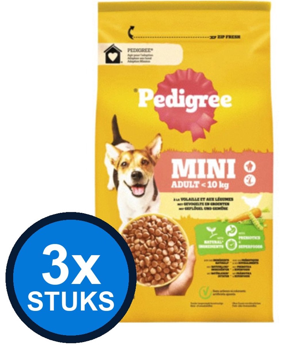 3x Pedigree - droog adult mini kip 1,4kg - Hondenvoer - 1.4 kg
