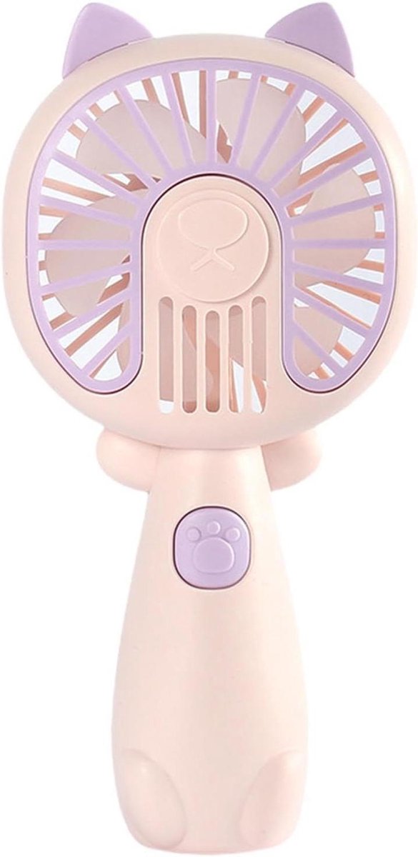 Handventilator Kat - Persoonlijke ventilator USB - Onderweg verkoeling - Stille werking - 75x45x16cm - Paars