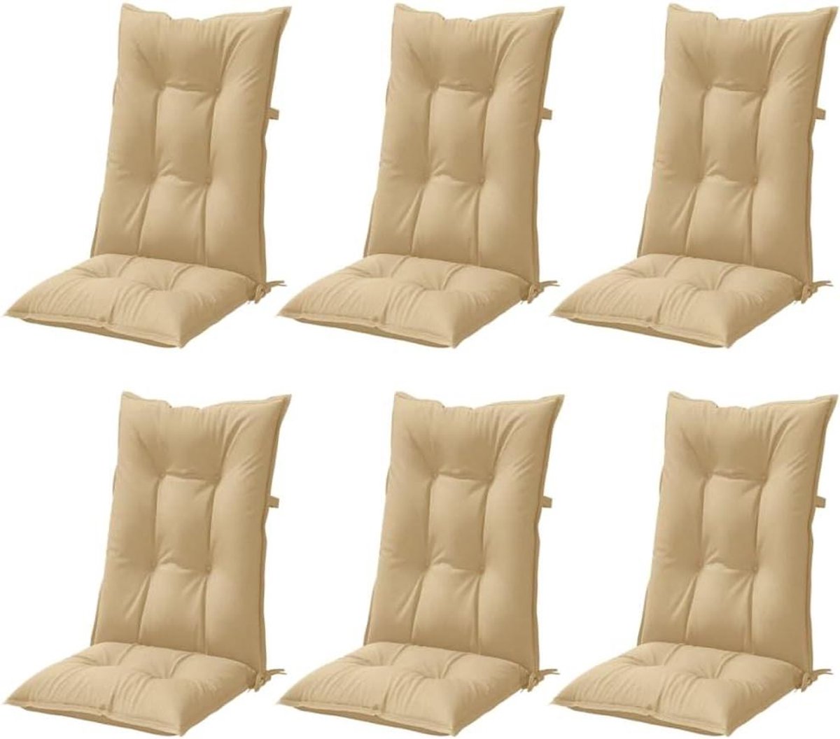 Stoelkussens Hoge Rug - Tuinstoelkussen Bankkussen - Buiten Zitten - Polyester Constructie - 120x50x7 cm - Beige Gemêleerd
