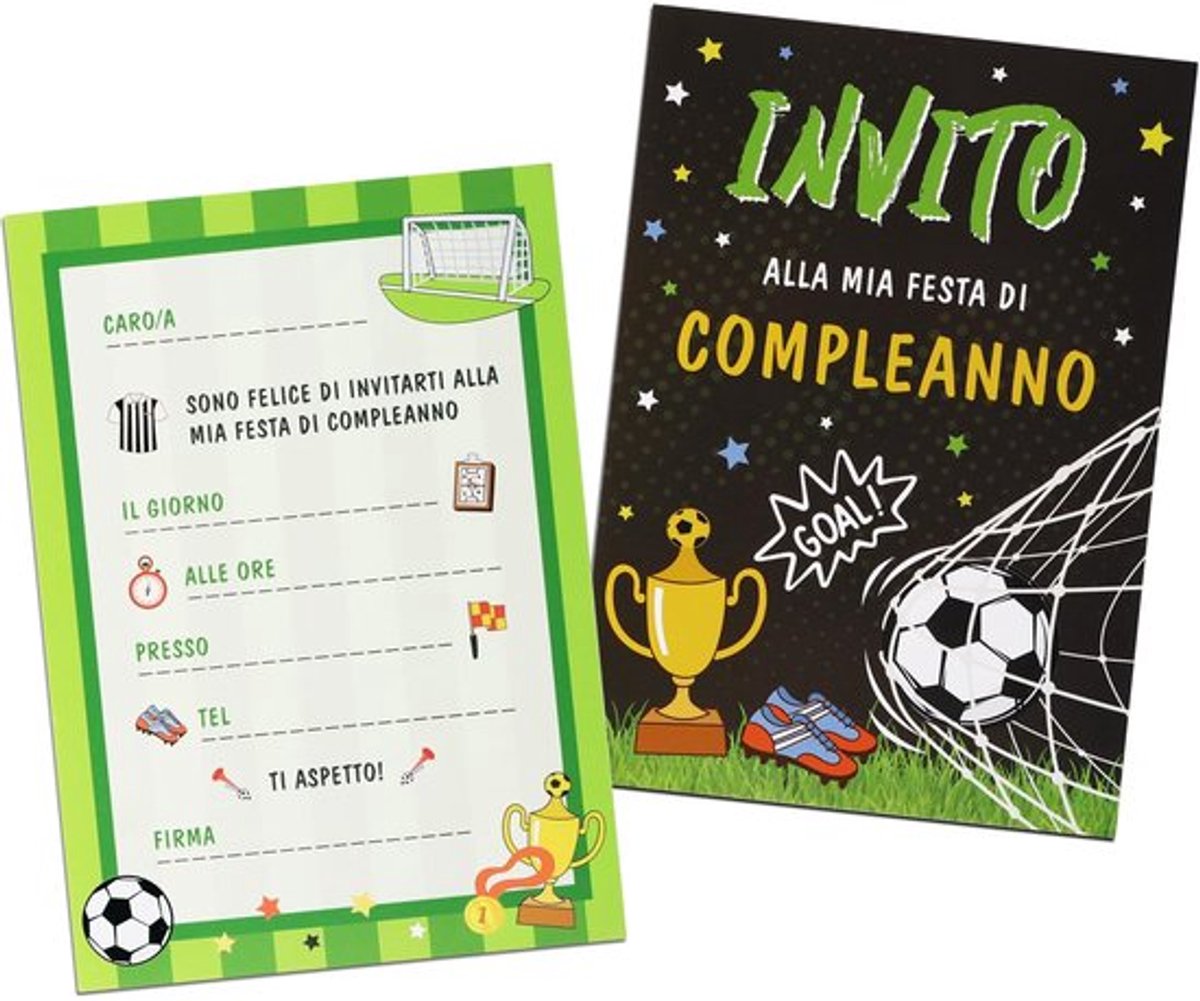 32 stuks Italiaanse uitnodigingskaarten voor verjaardag, voetbalthema, verjaardagsuitnodigingskaarten