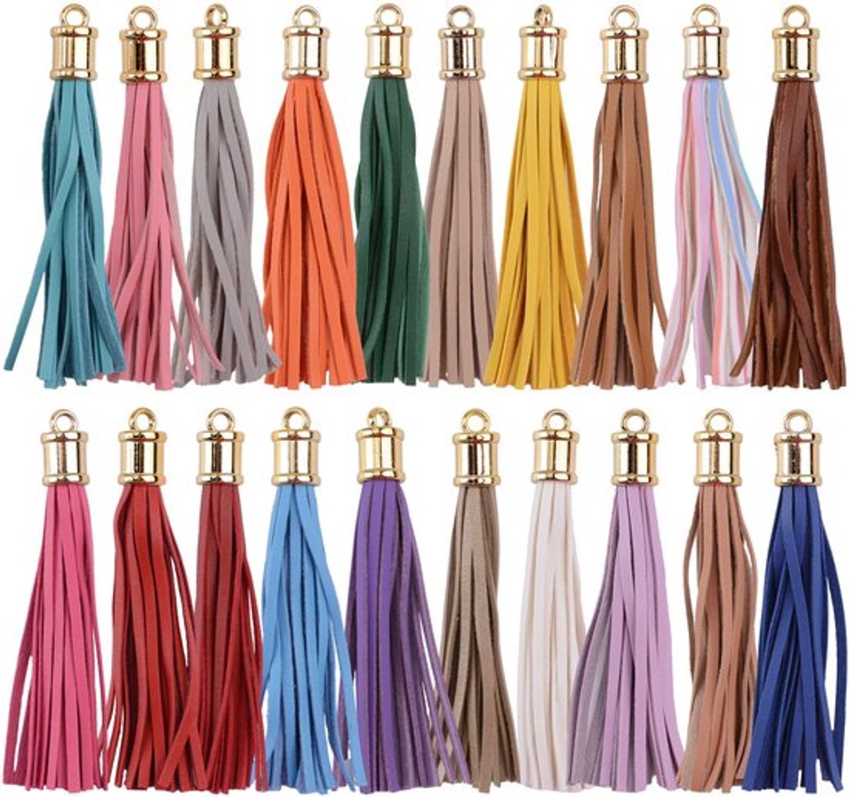 Faux Leather Tassel Pendant, 20 Stuks Gouden Hoed Kleurrijke Faux Leather Tassel DIY Sleutelhanger en Craft Bag Decoratie Benodigdheden DIY Decor