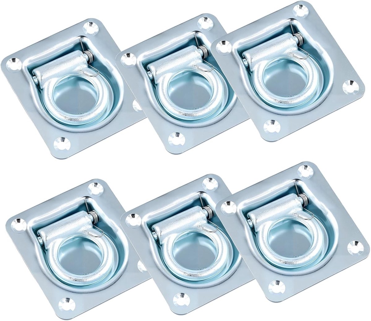 Set van 6 lashing eyelets met tegenplaat, gegalvaniseerde stalen lashing ringen en haken voor aanhangwagens, ideaal voor veilig transport