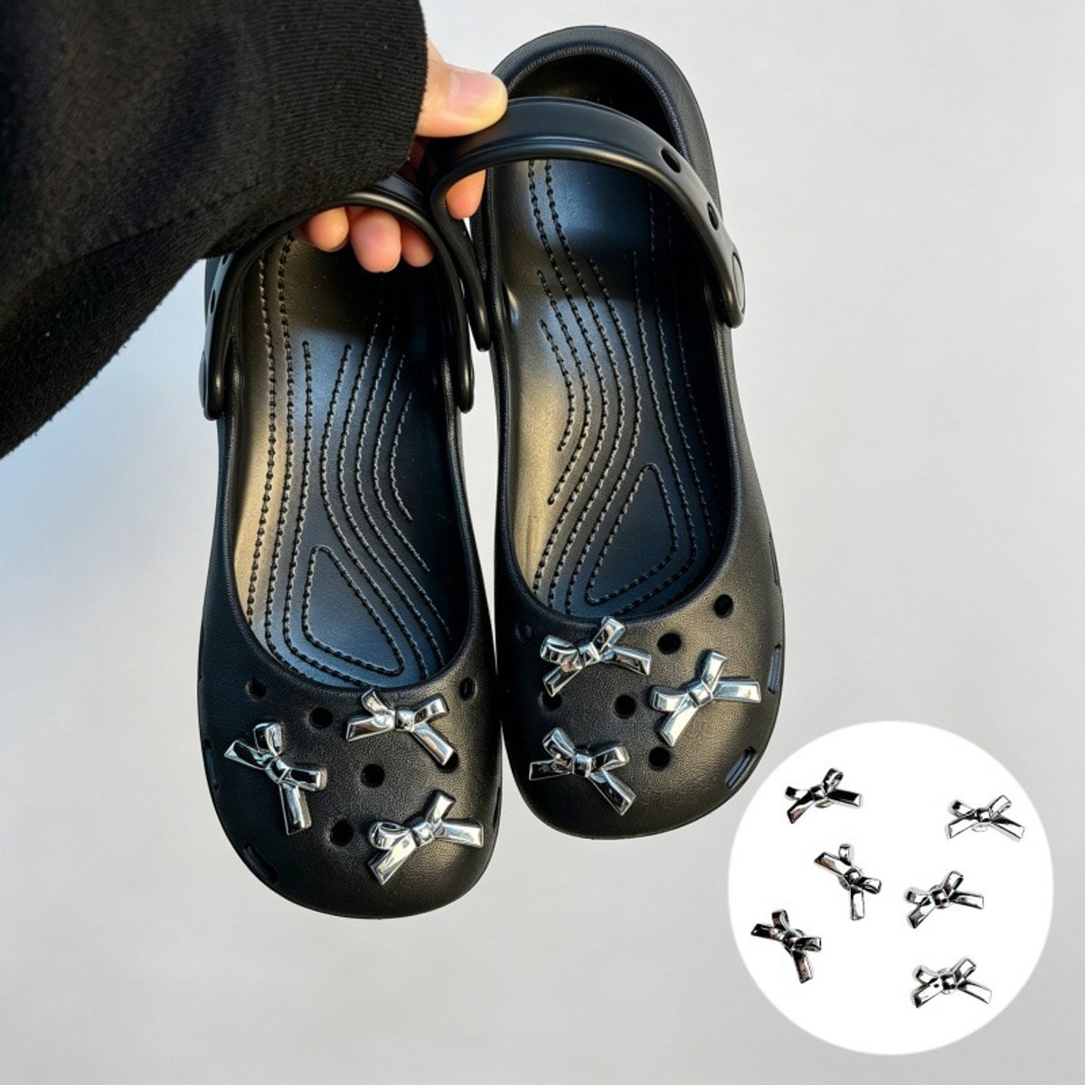 Schoenaccessoires-geschikt voor crocs charms- geschikt voor crocs pins- geschikt voor crocs Accessoires- geschikt voor Crocs Jibbitz-CJ-347 Sweet Cool Silver Butterfly 6-piece set