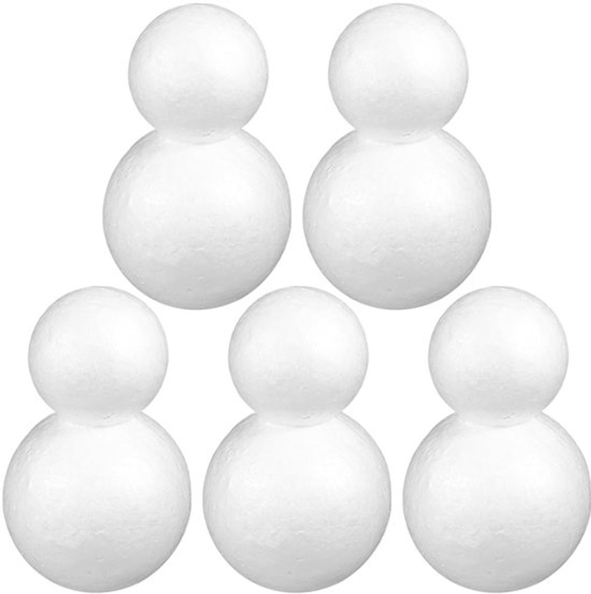 5 Stuks Styrofoam Sneeuwman Vorm - Ballen voor Schilderen, Knutselen en DIY Decoratie