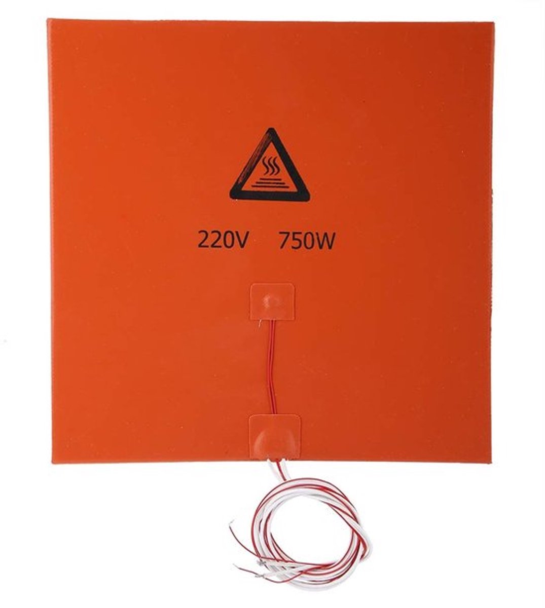 Verwarmingsmat voor 3D-printers, siliconen verwarmingsmat, oranje, 220 V, 750 W, 300 x 300 mm