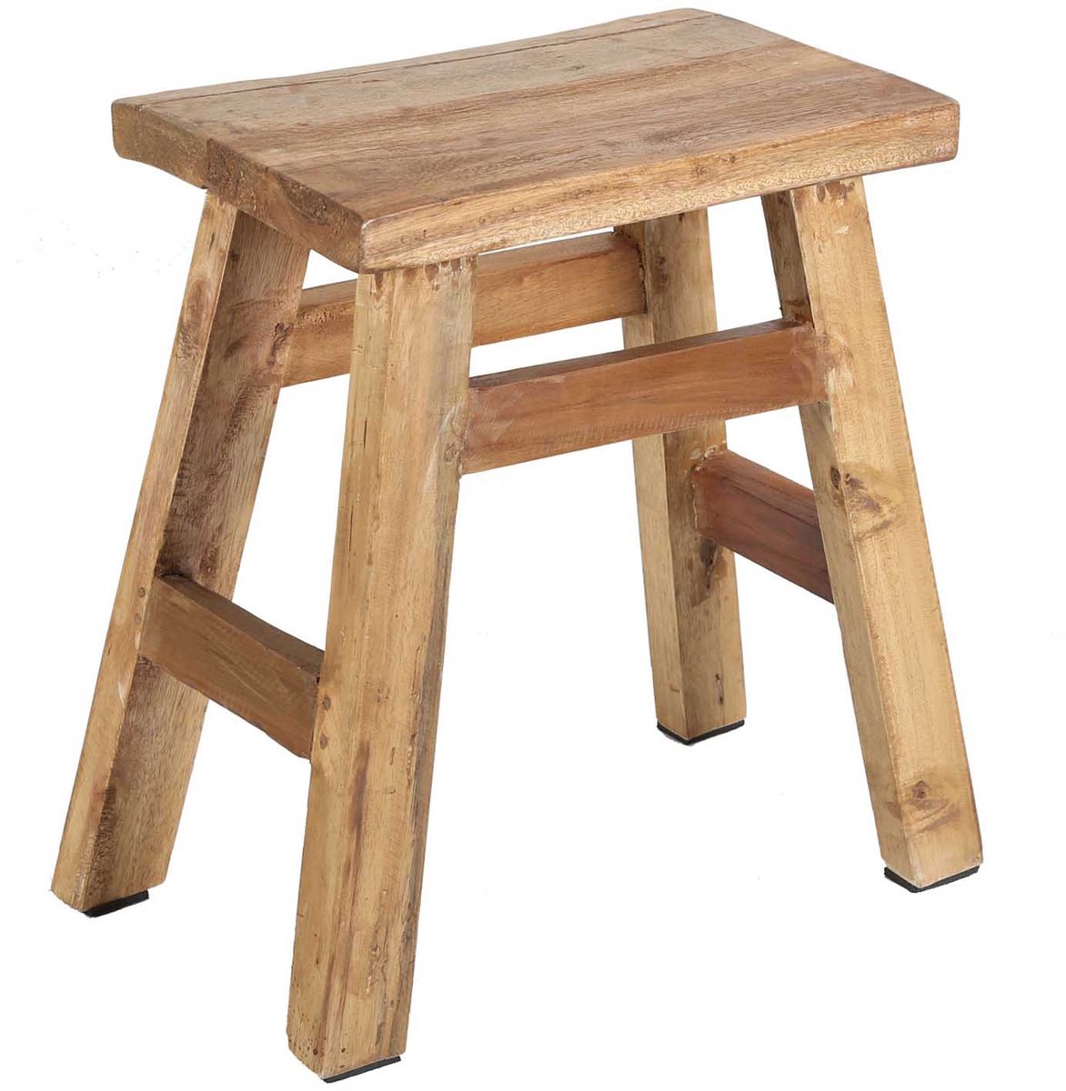 Houten kruk – Teakhouten kruk – Gerecycled teakhout – Naturel bruin – 47 × 27 × 50 cm