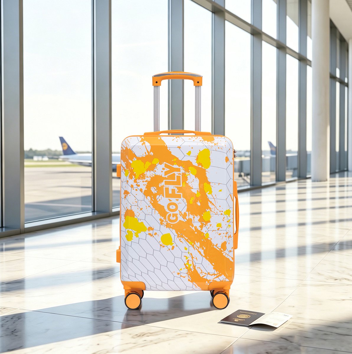 MIVRAY Reiskoffer – 20 Inch Handbagage Met Cijferslot – 39 x 23,5 x 56 cm – Polycarbonaat – Oranje – Voor Korte Reizen