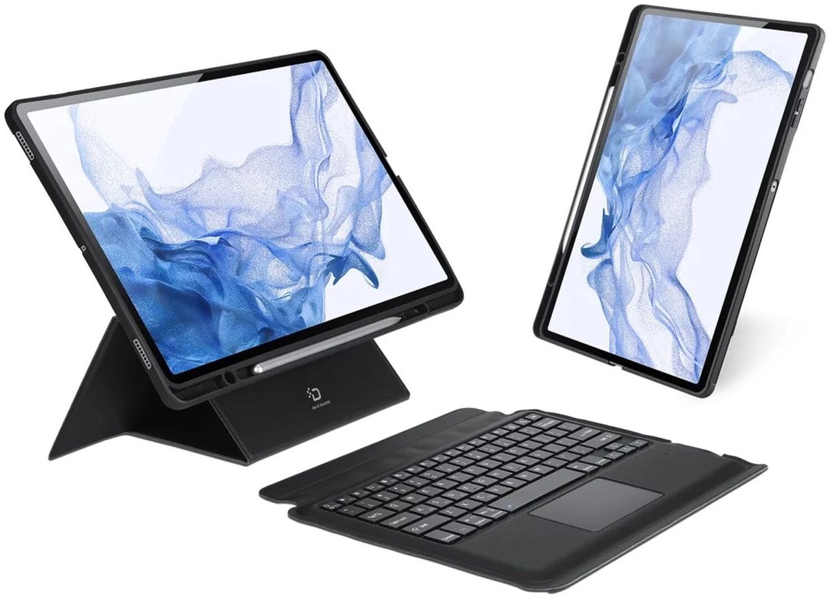 Dux Ducis - Toetsenbord hoes geschikt voor Samsung Galaxy Tab S8 Plus/S7 Plus/S7 FE (2022/2021/2020) - Afneembaar - QWERTY - Tablet toetsenbord met touchpad - Zwart