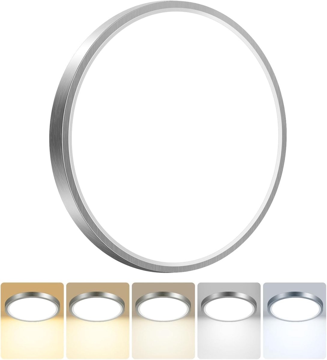 Moderne LED Deckenlamp met IP54 Waterdichtheid voor Badkamer, Flur en Slaapkamer - 18W, 5 Kleuren en 3000-6500K Lichttemperatuur, Rond Ontwerp 22x1.5cm