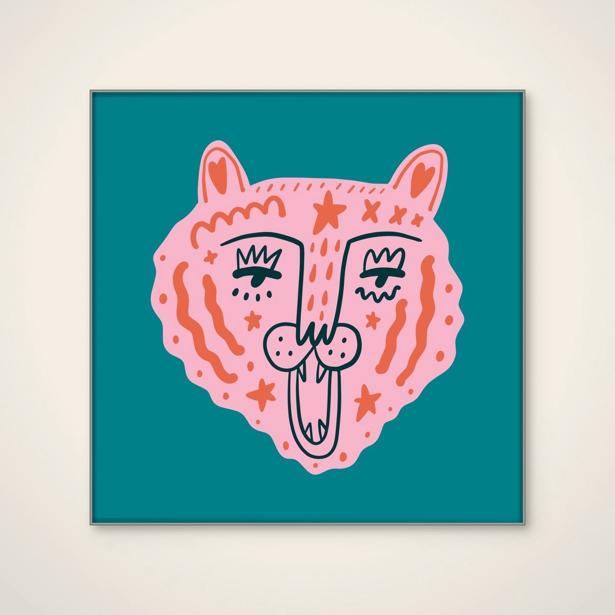 Akoestisch schilderij - 80 x 80 cm - Tinyandwildno14 van Treechild - Dieren wanddecoratie - zilver textielframe