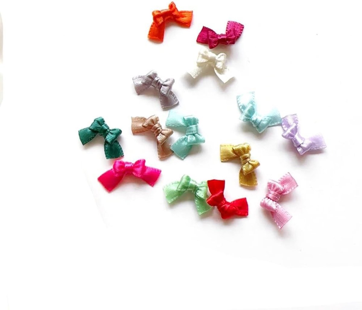 Mini Satijnen Strikjes voor Creatief Gebruik - 100 Stuks Kleurige Decoratieve Bows voor DIY Kleding en Cadeaus