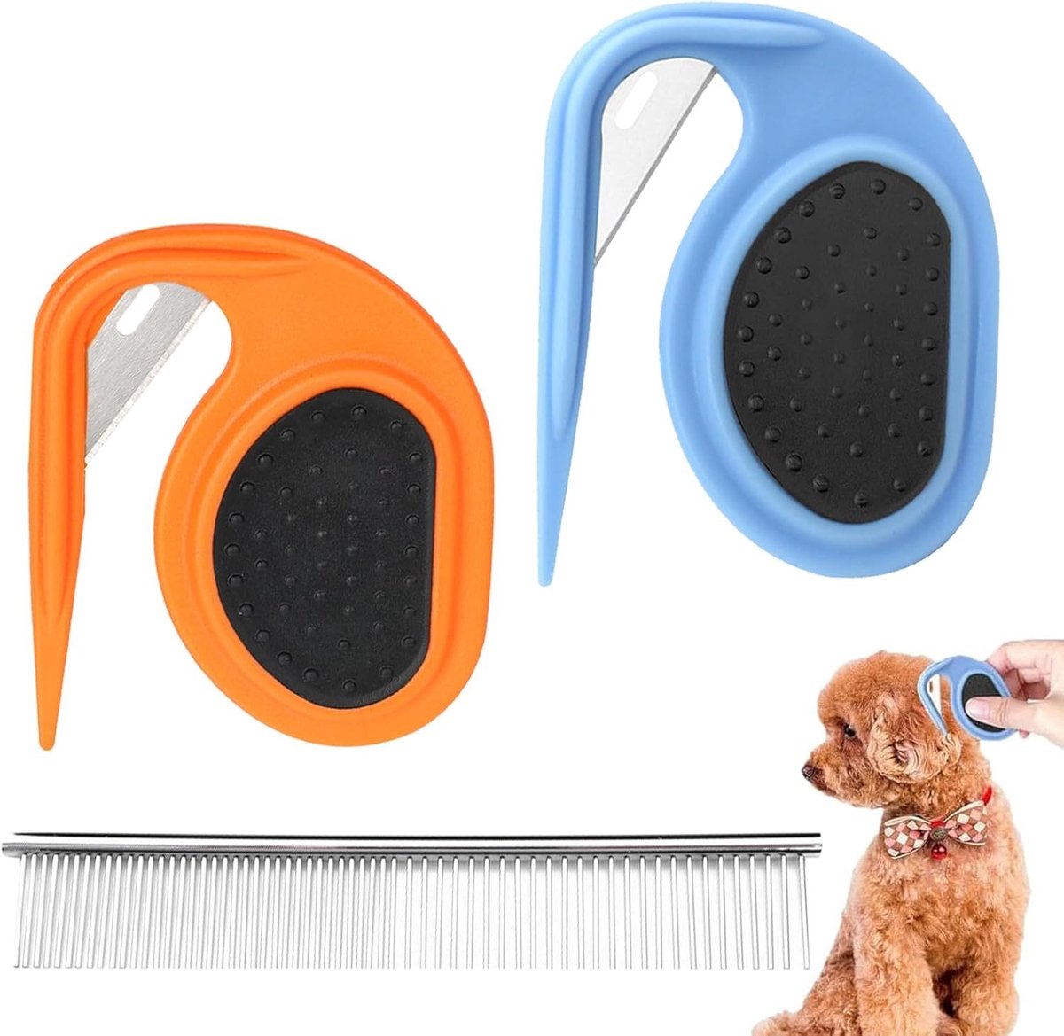 2-delige Dierenkam Set met Knopenkam en Open Kam voor Honden en Katten, Herbruikbare Vachtverwijderaar voor Thuisverzorging en Efficiënte Vachtverzorging