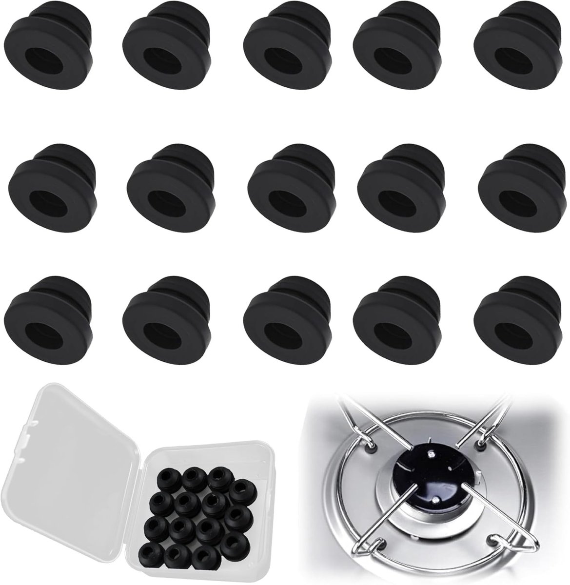 Set van 15 Rubber Grommets voor Motorhome, Pan Carrier Rubbers, Grondplaat Rubber Voeten en Tulpen voor Potsteunen met 5mm Stangen