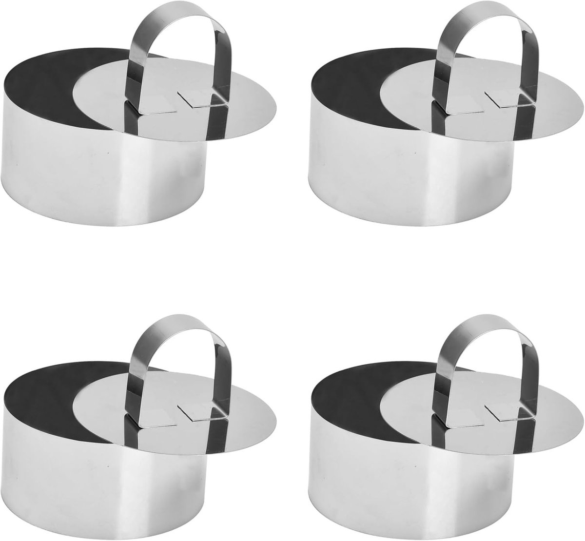 Allecta - 4 Pack Ronde Kookringen RVS - Bakken Gebak Cheesecake - 8cm Diameter