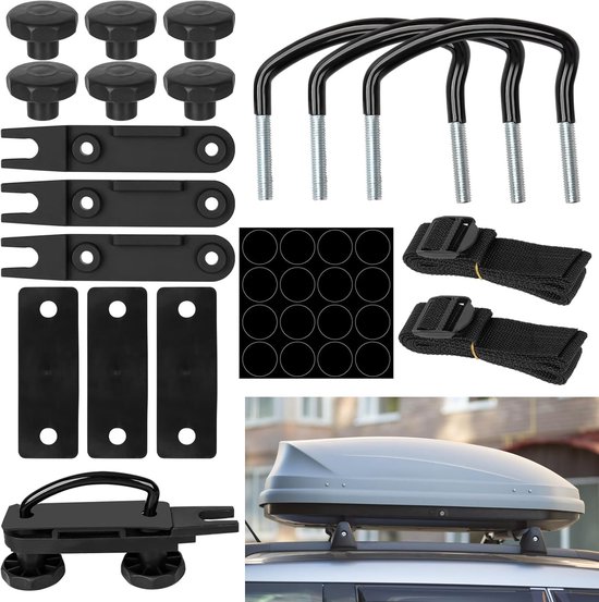 Universele Dakkoffer Bevestiging - 4 Stuks met U-Beugels en Universele Montagekit voor Auto en Van