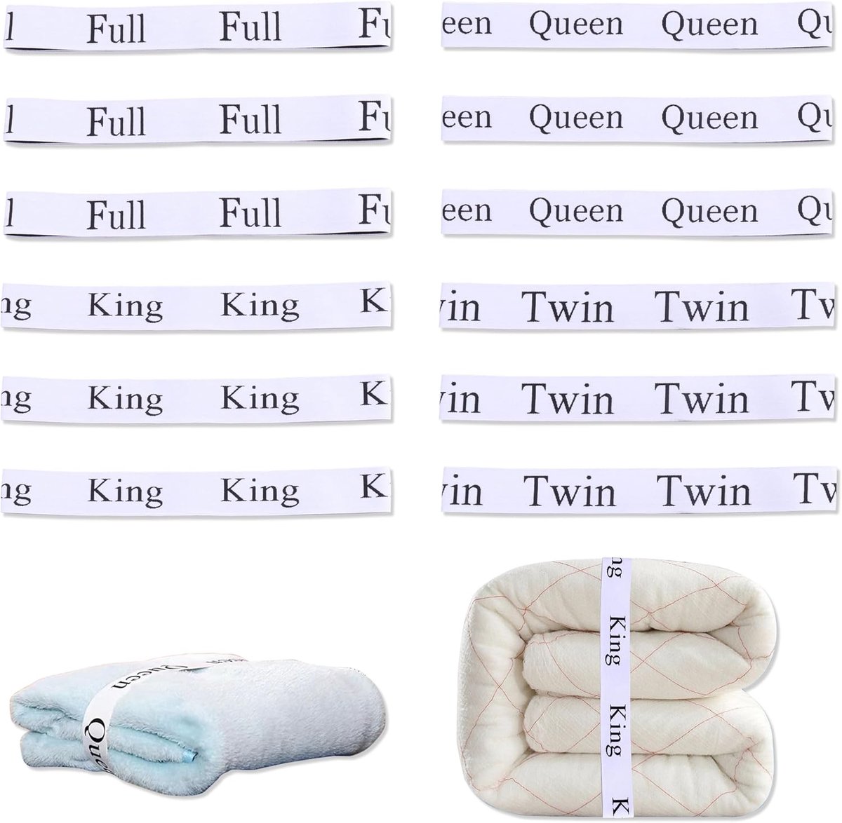 Thijox - 12 Stuks Laken Organizer Bands, Elastische Beddengoedbanden voor Full, Queen, King & Twin Bed, Ideaal voor Kast en Garderobeopslag