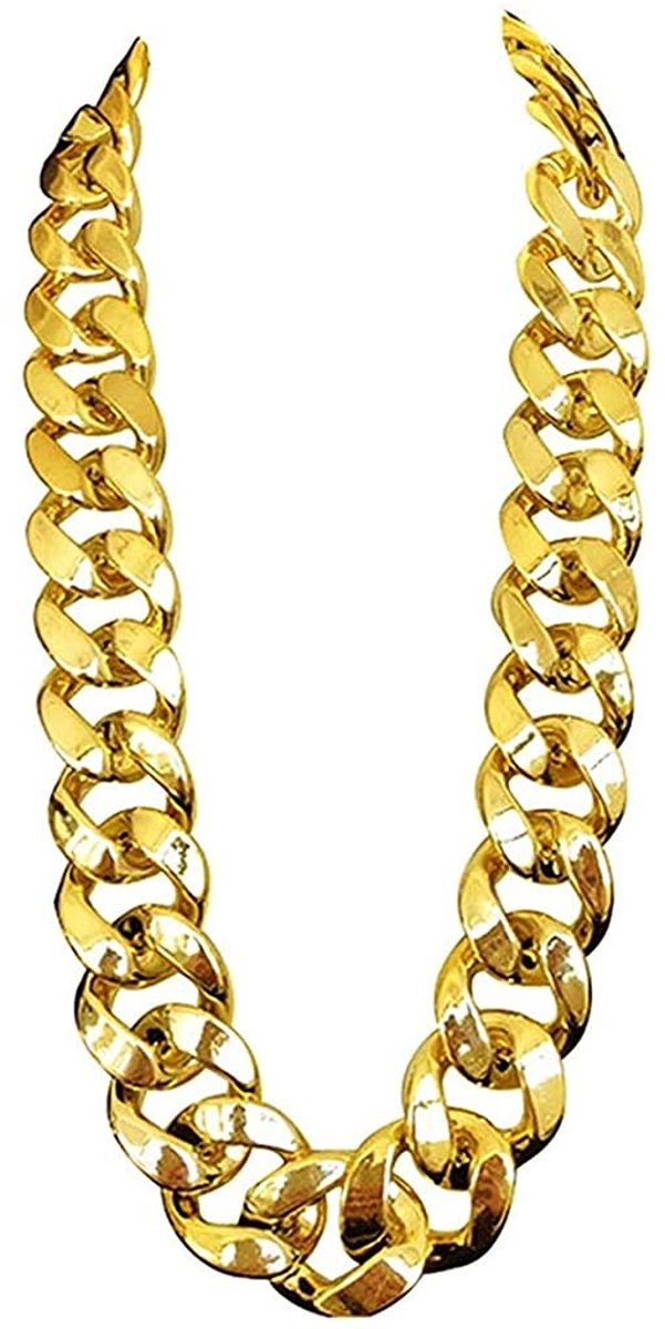 Gouden ketting - Brede gouden ketting - Tokkie ketting - Verkleedketting - Gold chain - Pimp ketting - Pooier - Verkleedkleding - 90’s Party - Carnaval - Kostuum - Goud - Jonyx