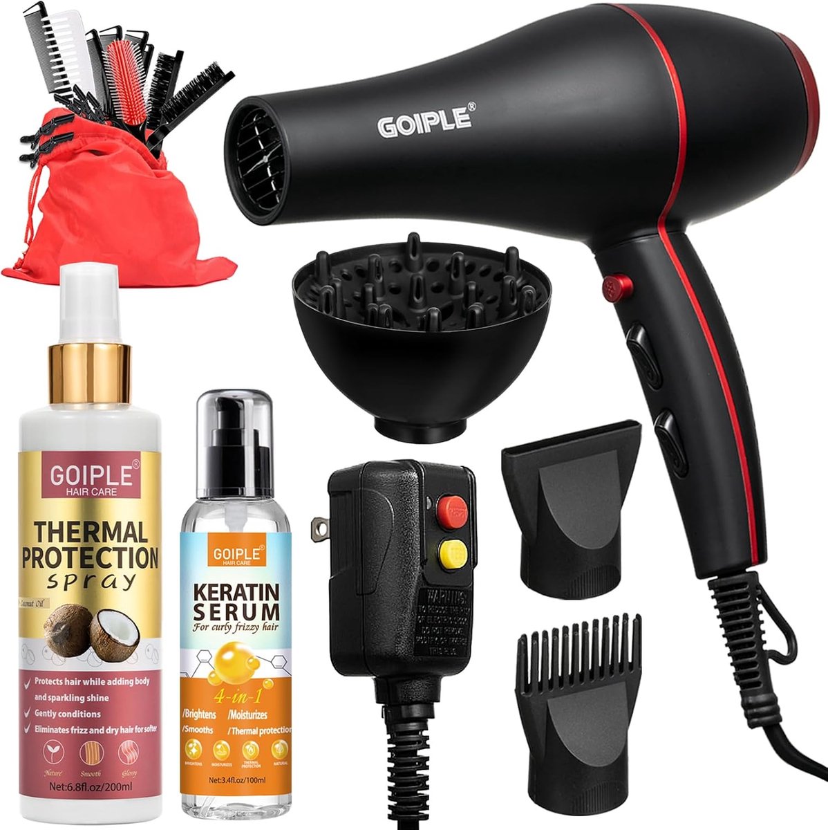 SnelShoppen - Professionele Haardroger Set - Lichtgewicht, Stille Haardroger 1800W met Diffuser en 21 Accessoires voor Dames en Heren, Ideaal voor Kru