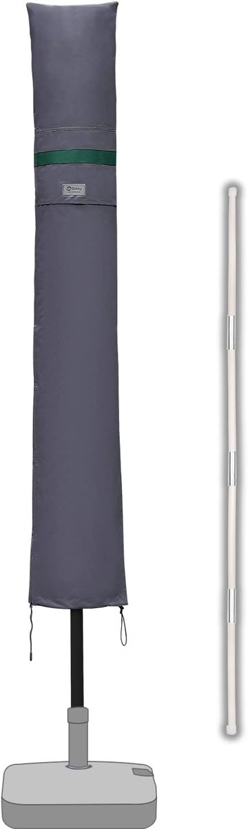 SnelShoppen - Beschermhoes voor Parasol met Stang 300 cm Diameter - Waterdicht en UV-bestendig 100% Polyester - Donkergrijs - Ideaal voor Tuin en Balk