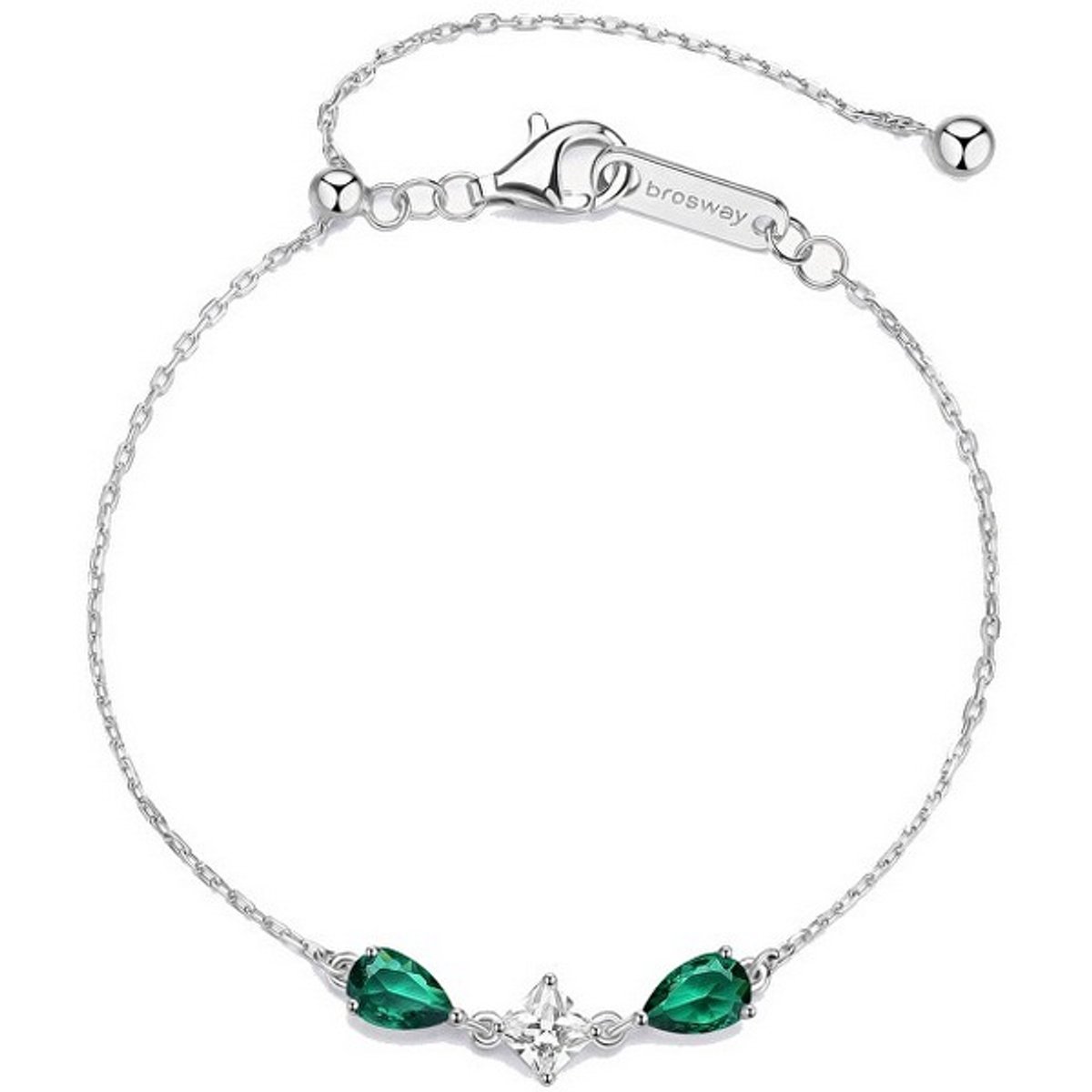 BROSWAY FANCY FLG112 ZILVEREN ARMBAND MET GROENE/TRANSPARANTE ZIRKONIA'S 1 STUK