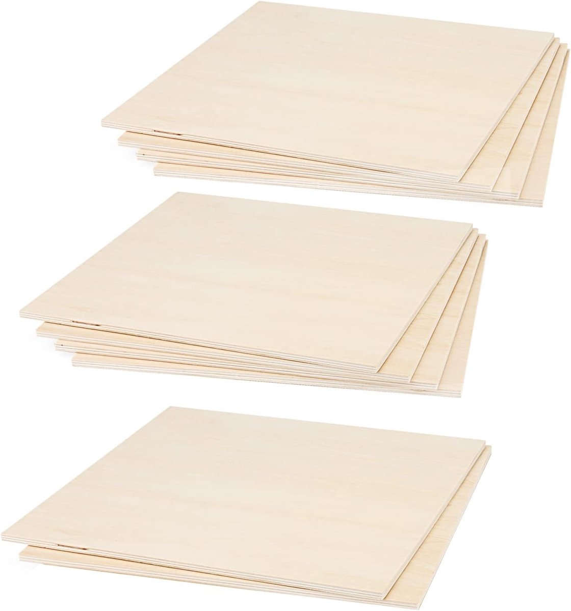 10 Stuks 300 x 300 x 6mm Grondhout Plywood Platen, Onbehandelde Houten Vierkante Planken voor Creatieve Projecten, DIY Modellen, Schilderen en Graveren