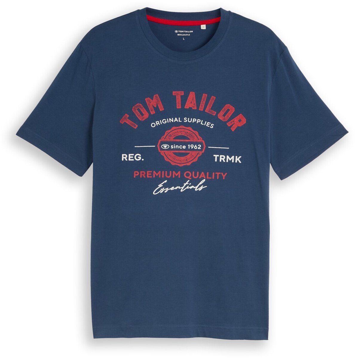 Tom Tailor - T-shirt met logo-print - Maat XL - Dark Duck Blue