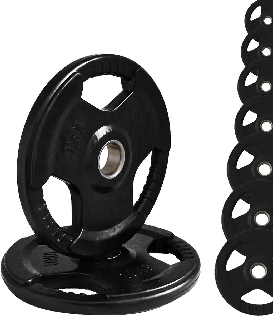 Thijox - Olympische Gietijzeren Halterschijven 50 mm, Gewicht 1,25 tot 25 kg, Rubber met Stalen Kern voor Sportschool en Thuisgymnastiek
