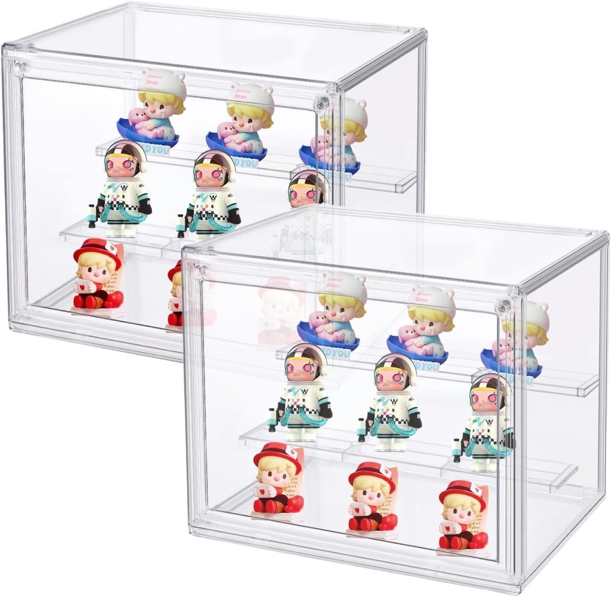 SnelShoppen - Acryl Display Case - Kleine Vitrine met Deur - 2 Laags Opslagkast voor Actiefiguren, Speelgoed, Modelauto's - Transparante Acrylic Box 2
