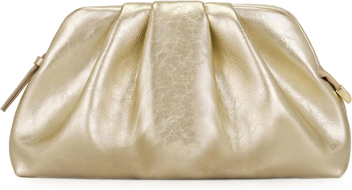 Thijox - Clutch Cloud Pleated Avondtas, Elegante Kleine Handtas van PU-Leer, Schoudertas met Ritssluiting voor Bruiloft en Feesten