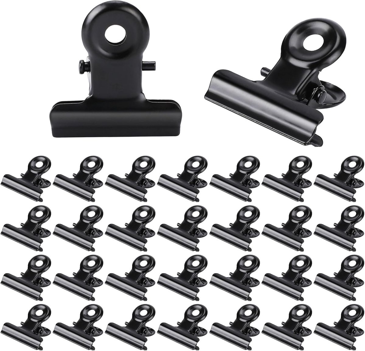 SnelShoppen - Pack van 30 Zwarte Papieren Klemmen Kleine Metalen Clips 22mm Haringclips Mini Papieren Geldklem voor Foto's Kantoor Keuken Thuis
