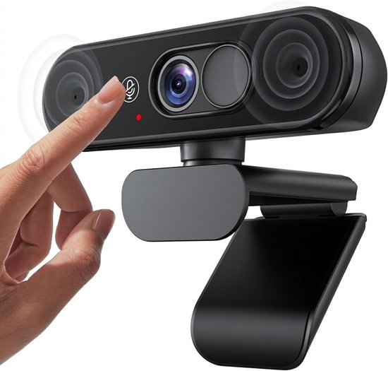 Thijox - 1080P Webcam met Microfoon en Privacy Cover, Mute Knop voor PC/Laptop, USB Plug-and-Play voor Zoom, Teams, Streaming en Videogesprekken