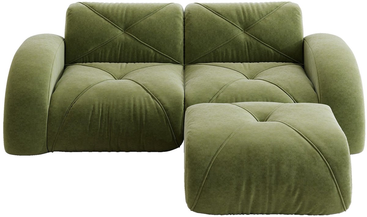 YYchan modulaire bank met hocker - groen - 204 x 171 x 76 cm