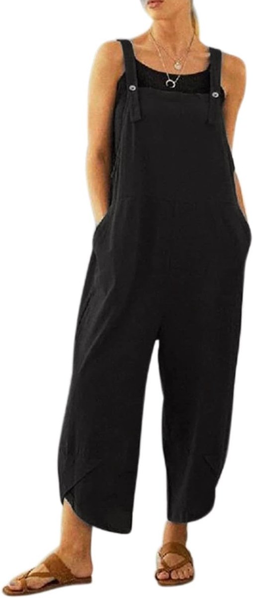 Zomer Jumpsuit voor Dames van Katoen en Linnen - Casual Losse Pasvorm met Zakjes en Verstelbare Bandjes