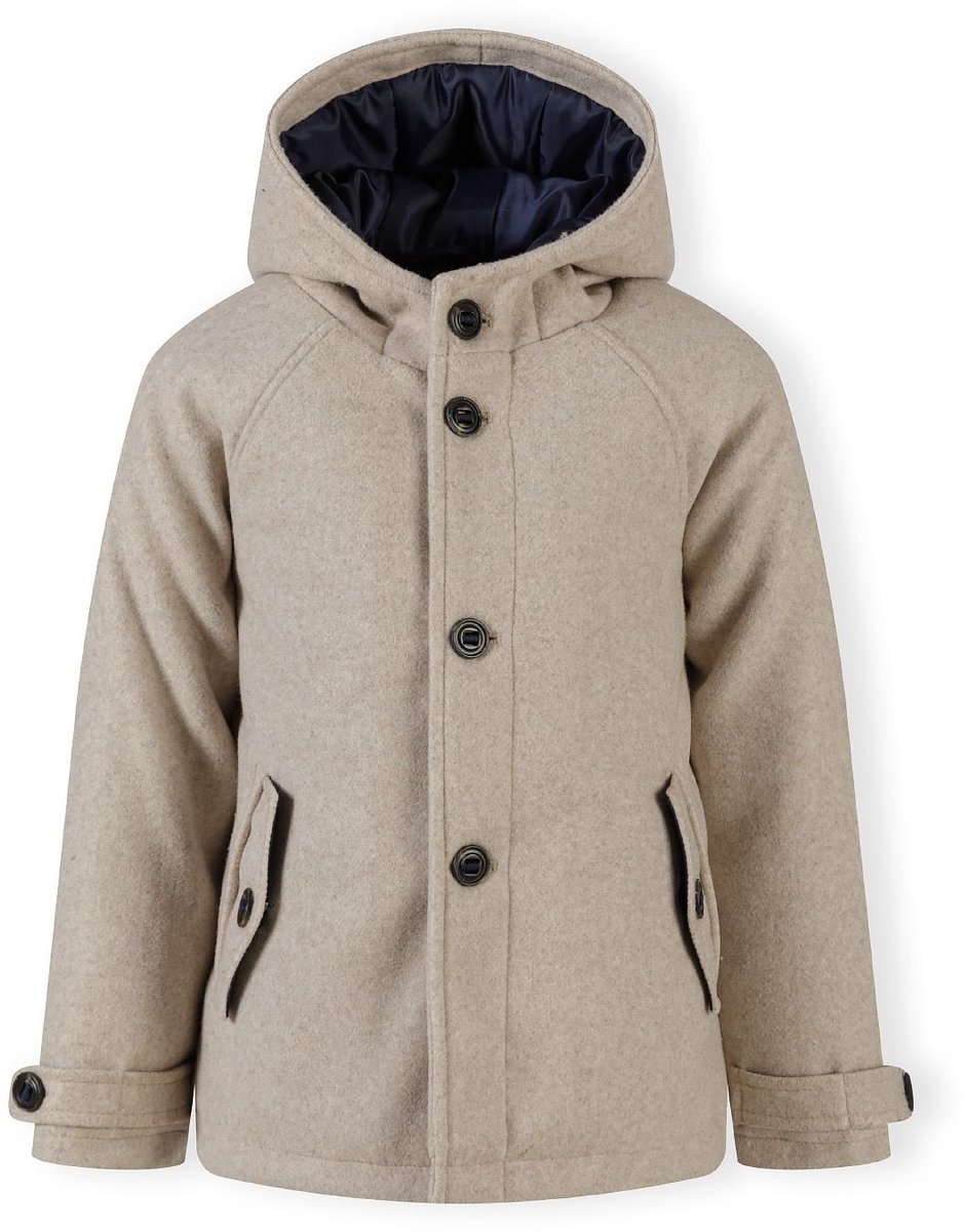 Minoti winterjas jongens met capuchon gewatteerd - puffer - beige