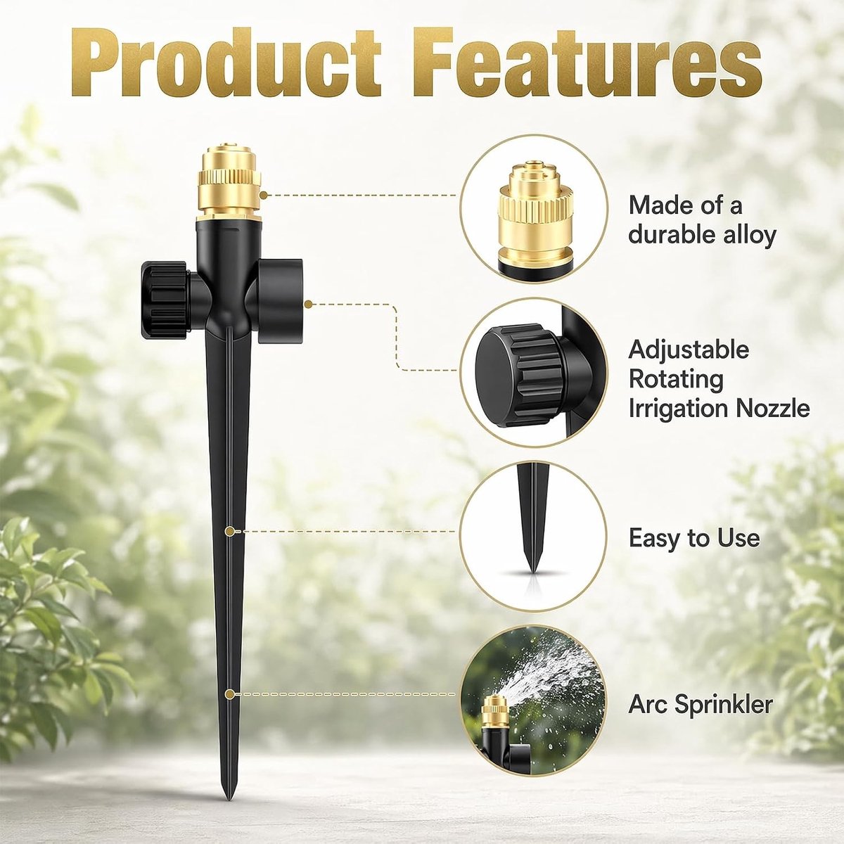 Dubbele verpakking van 2 metalen gazonsproeiers voor tuinirrigatie, automatische tuinsproeier met 360 graden dekking voor optimale waterverdeling en gazonverzorging