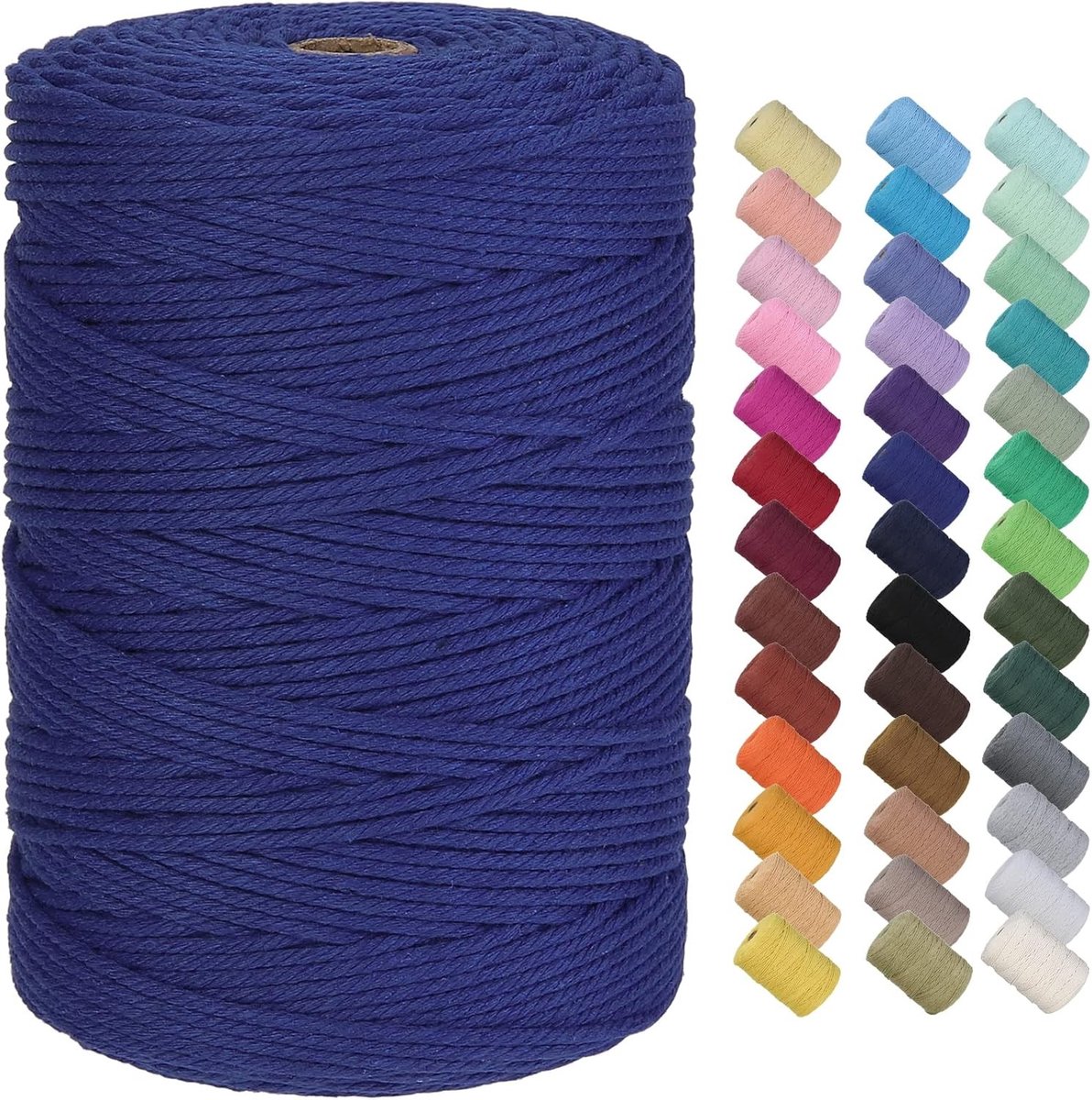 Katoenen Macramé Touw 3 mm x 300 m, Hoogwaardige Zachte Draad voor Macramé Projecten, Perfect voor Knopen en Creatieve Ambachten