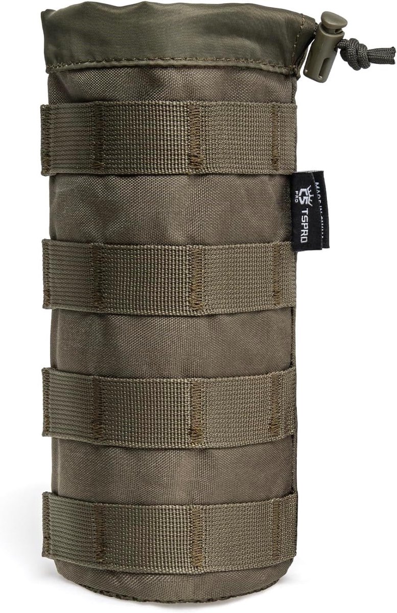 Waterflesdrager met trekkoord 21,5 cm - lichtgewicht molle fleshouder - ideaal voor kamperen - ShopVlot