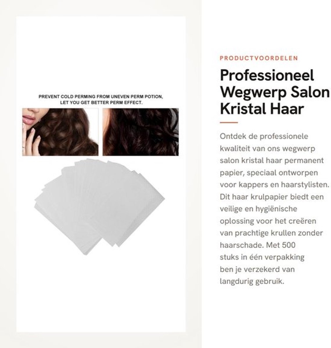 Krulpapier 500 Stuks - Professioneel Permanent Papier - Hygiënisch - Snelle Polymerisatie - Ideaal voor Kappers - Hoogwaardig Materiaal - Permanentpapier