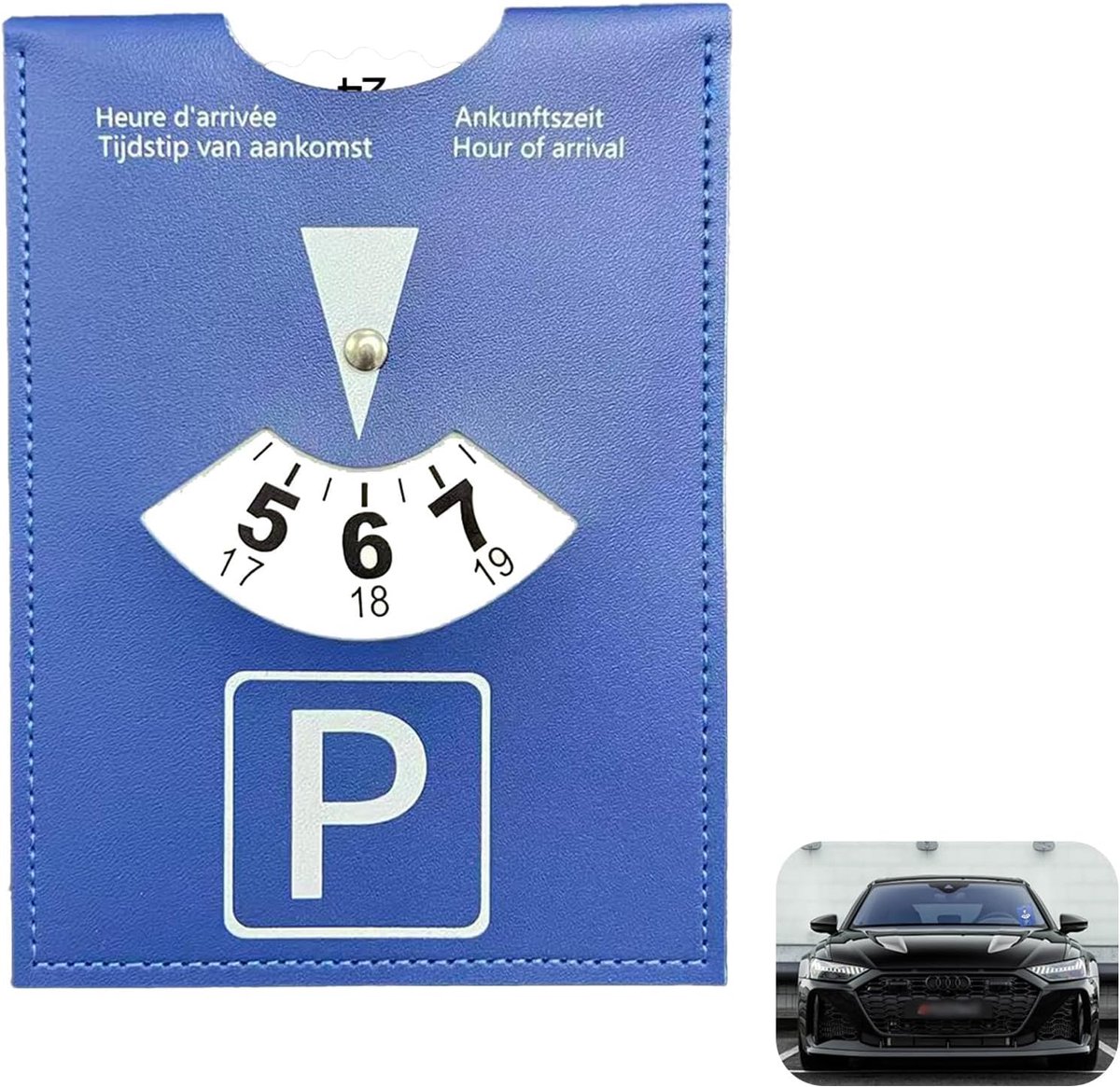 Parkeerschijf luxe model 11 x 15 cm - kunstleer - elegant design - perfect voor heel Europa - ShopVlot