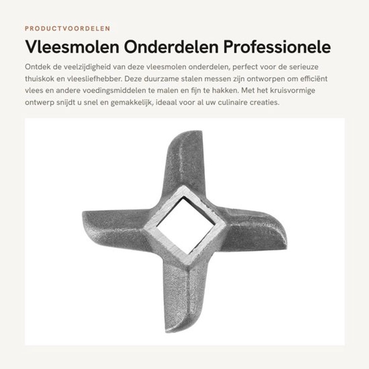 Vleesmolen Mes Duurzaam - Vleesmolen Onderdelen - Professioneel Stalen Mes - Kruisvormig Ontwerp - Vervangingsonderdeel - Geschikt voor Zelfgemaakte Worst - Vleesmes