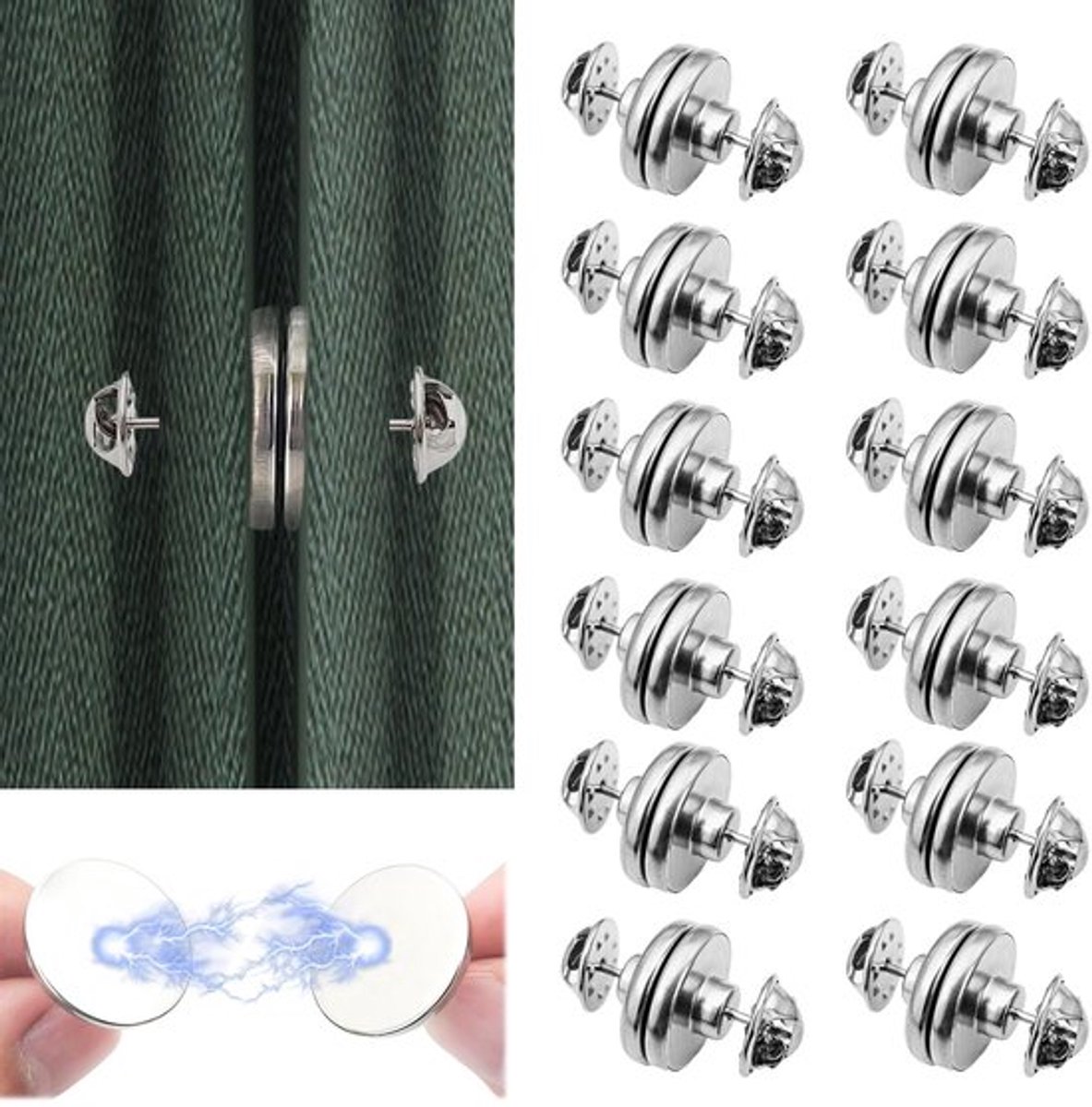 12 paar magneten voor gordijnen, gordijnsluiting, magnetische houders, slaapkamer, keuken, kantoor