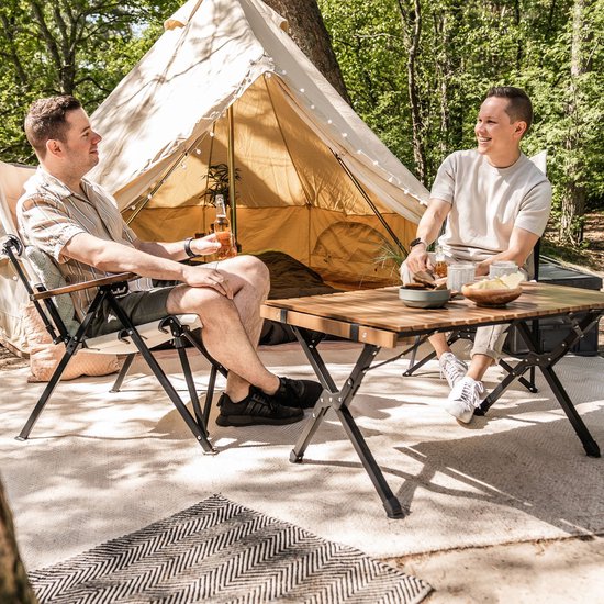 Travellife Camping Loungetafel Walnut 90 - Stijlvol en compact - Oprolbaar houten tafelblad - Inclusief draagtas van Travellife — afbeelding 5