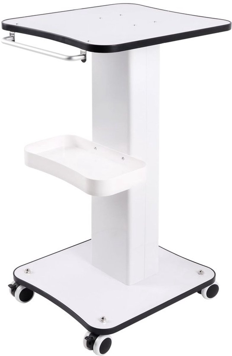 Kalolary Schoonheidssalon trolley, aluminium rollende trolley met wielen, beauty instrument lade, schoonheidssalon trolley (zwart en wit)