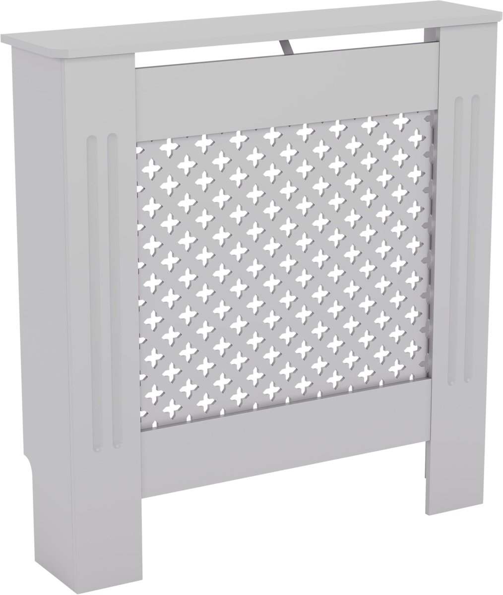 Radiatorombouw Klein - Wit MDF - Traditioneel kruispatroon - Ideaal voor woonkamer - ShopVlot
