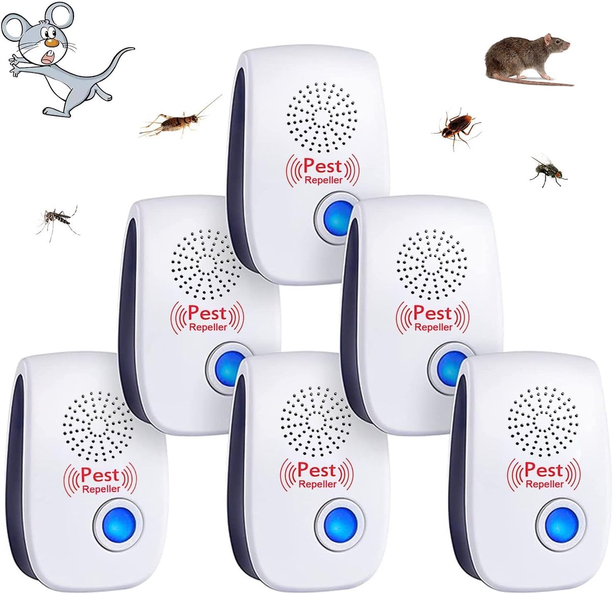Ultrasoon ongediertebestrijders 6 stuks - elektrische insectenbestrijding - mosquitoprotectie - eenvoudig in gebruik - ShopVlot
