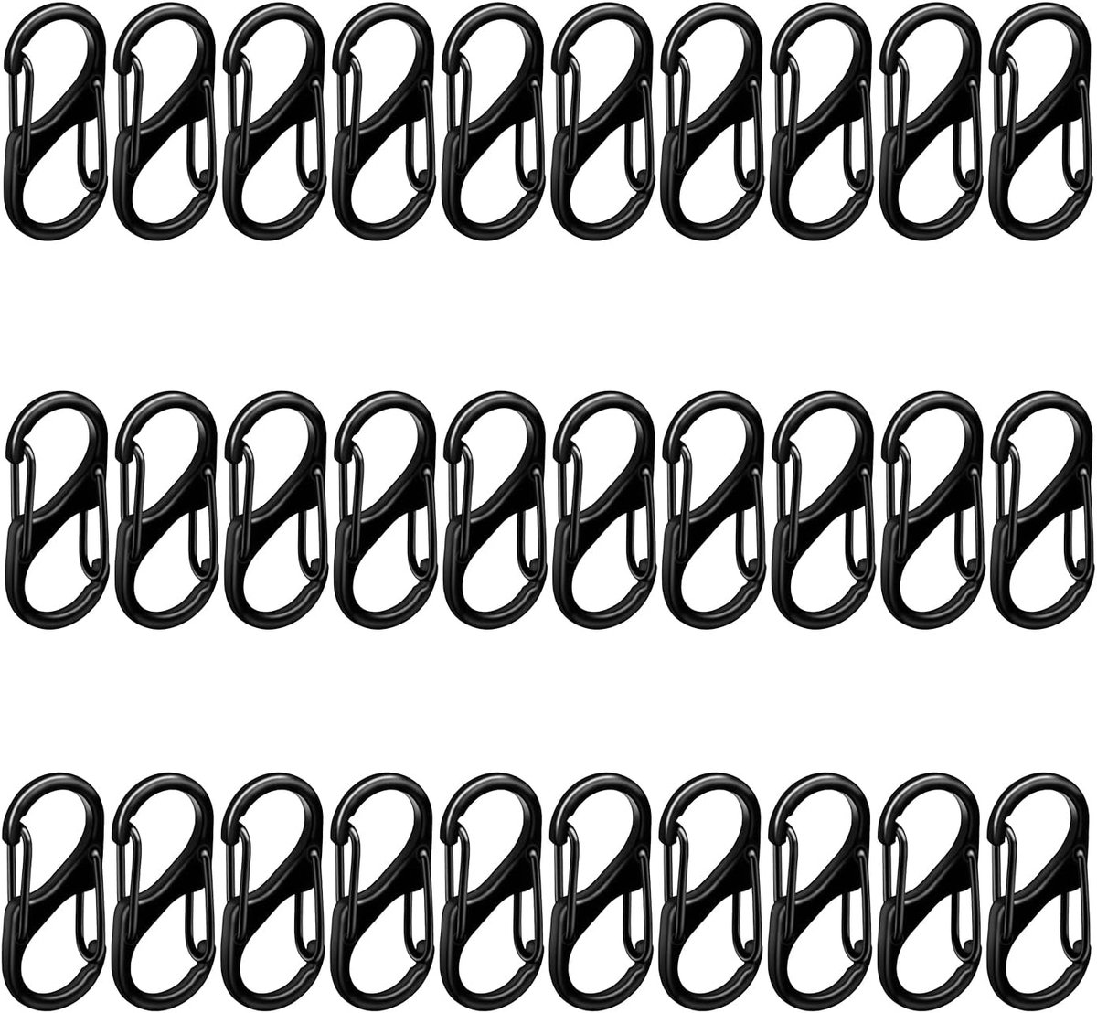 S Carabiner Hooks 30 Stuks - Dubbele Opening 32mm - Metalen Haak - Ideaal voor Camping en Reizen - ShopVlot