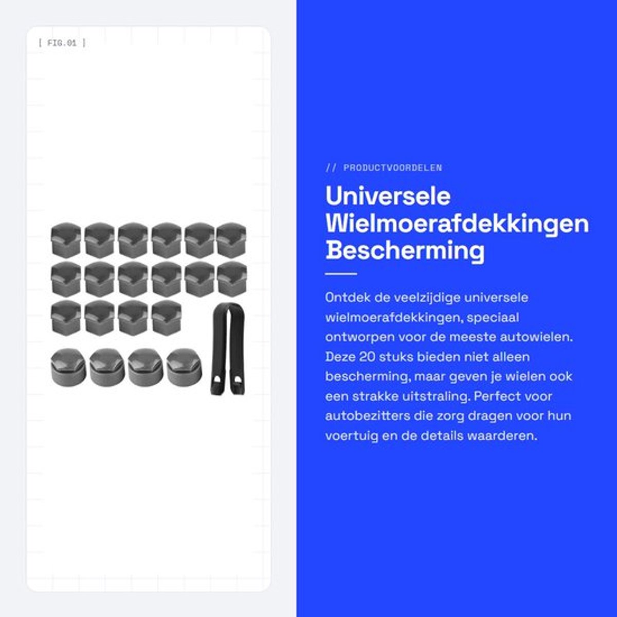 Wielmoerafdekkingen 20 stuks - 17 mm - Wielmoerdoppen - Schroefbeschermer - Hoogwaardig PA66 nylon - Slijtvast en duurzaam - Wielmoerdop