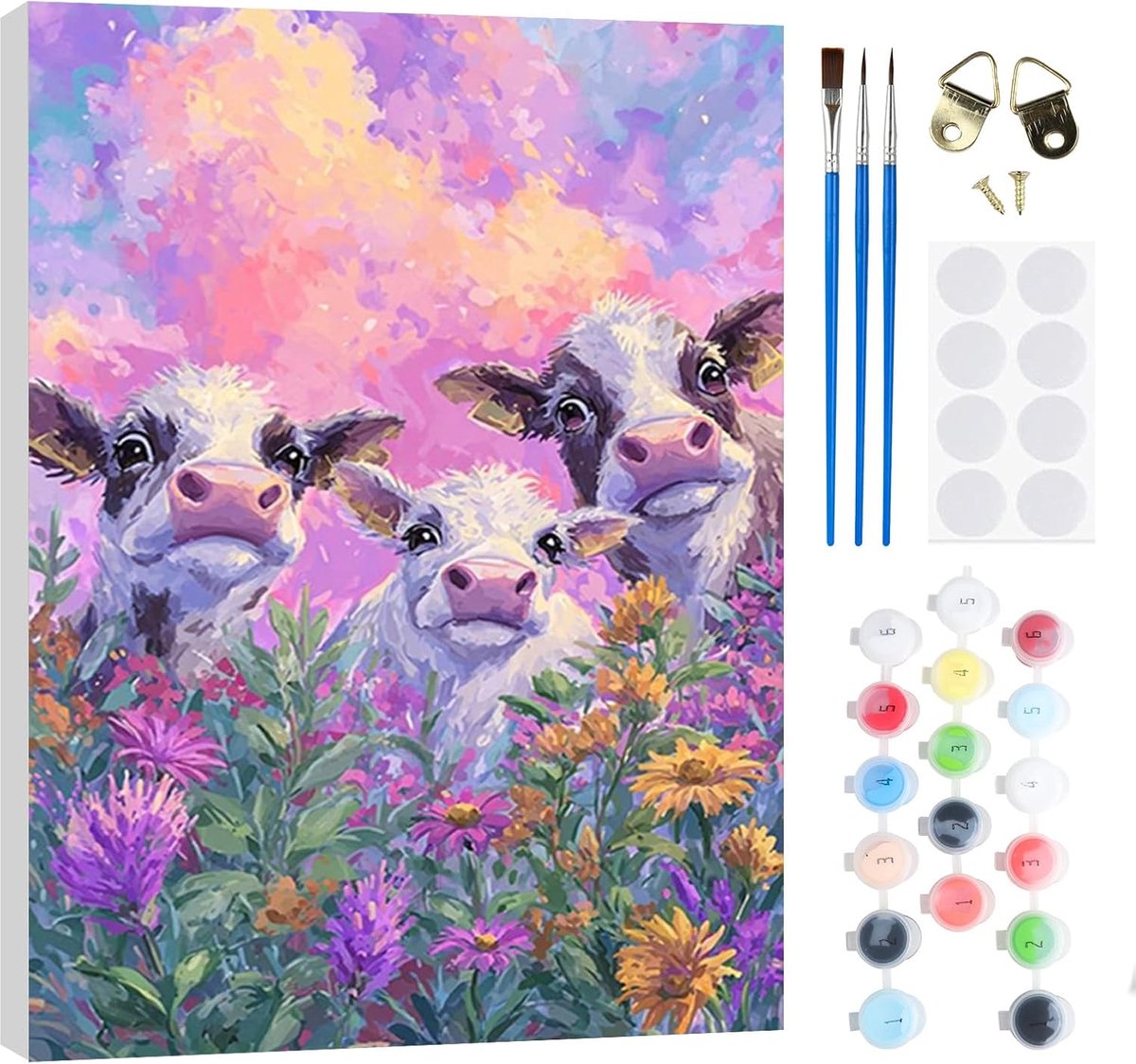 Verf op nummer 20x30 cm - DIY olieverfschilderij kit - Compleet met canvas en borstels - ShopVlot